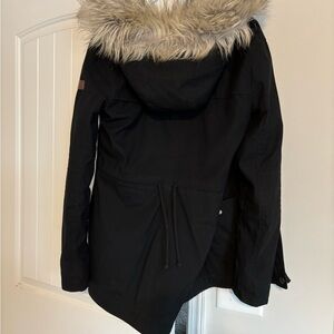 Hollister Black Jacket with Fur-Trimmed Hood